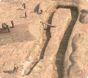 Construcción del monumento: cimientos