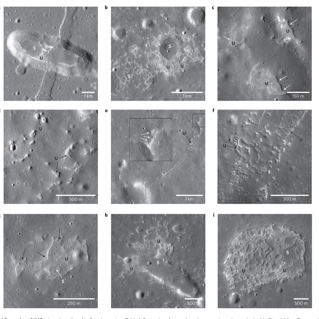 Algunas de las formas estudiadas por los autores del artículo. NASA/GSFC/Arizona State University. Algunas de las formas estudiadas por los autores del artículo. NASA/GSFC/Arizona State University.