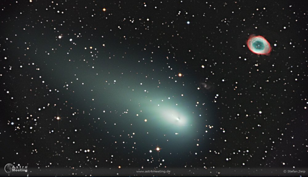 Mayo de 2006: Encuentro del cometa Schwassmann-Wachmann con la nebulosa Anular de Lira.